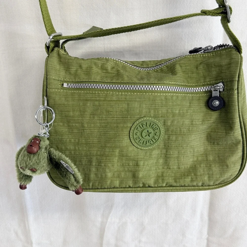Green Kipling Tote Bag / Purse with Green Gorilla Charm